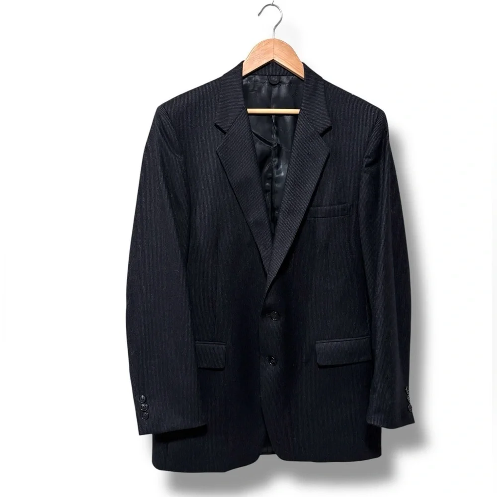Givenchy Men's Vintage Wool Pinstripe Charcoal Grey Single Breasted Blazer